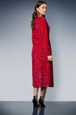 Dorothy Perkins Robe Midi Portefeuille en Velours à Paillettes<Femme Robes Mi-Longues|Robes Bal De Promo