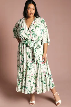 Robe Midi Portefeuille Grande Taille À Imprimé Fleuri