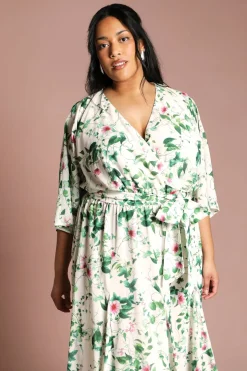 Robe Midi Portefeuille Grande Taille À Imprimé Fleuri