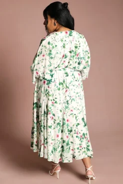 Robe Midi Portefeuille Grande Taille À Imprimé Fleuri