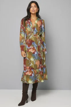 Wallis Robe Midi Portefeuille à Imprimé Abstrait<Femme Toutes Les Robes|Robes Mi-Longues