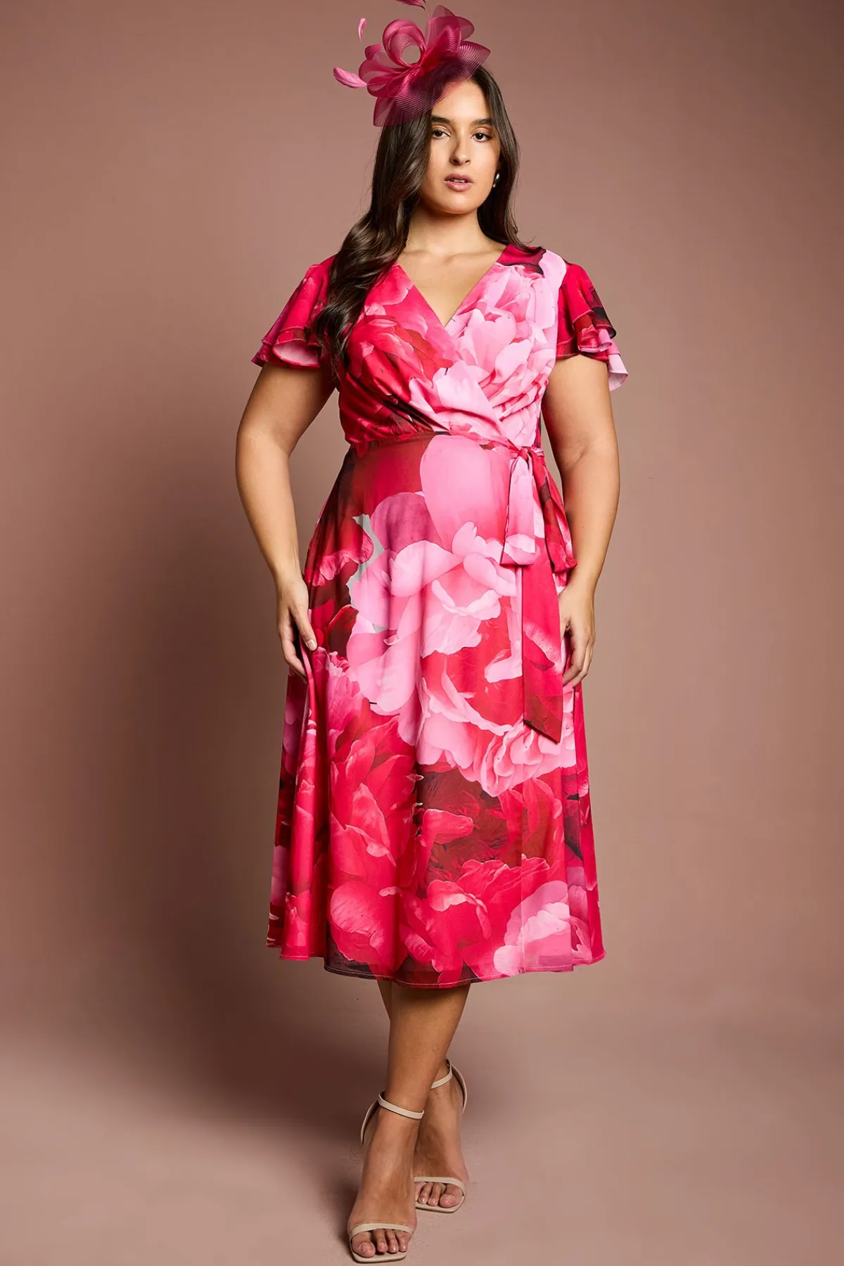 Coast Robe Midi Portefeuille Jersey Plus à Manches Volantées Doubles<Femme Toutes Les Robes|Robes D’Automne