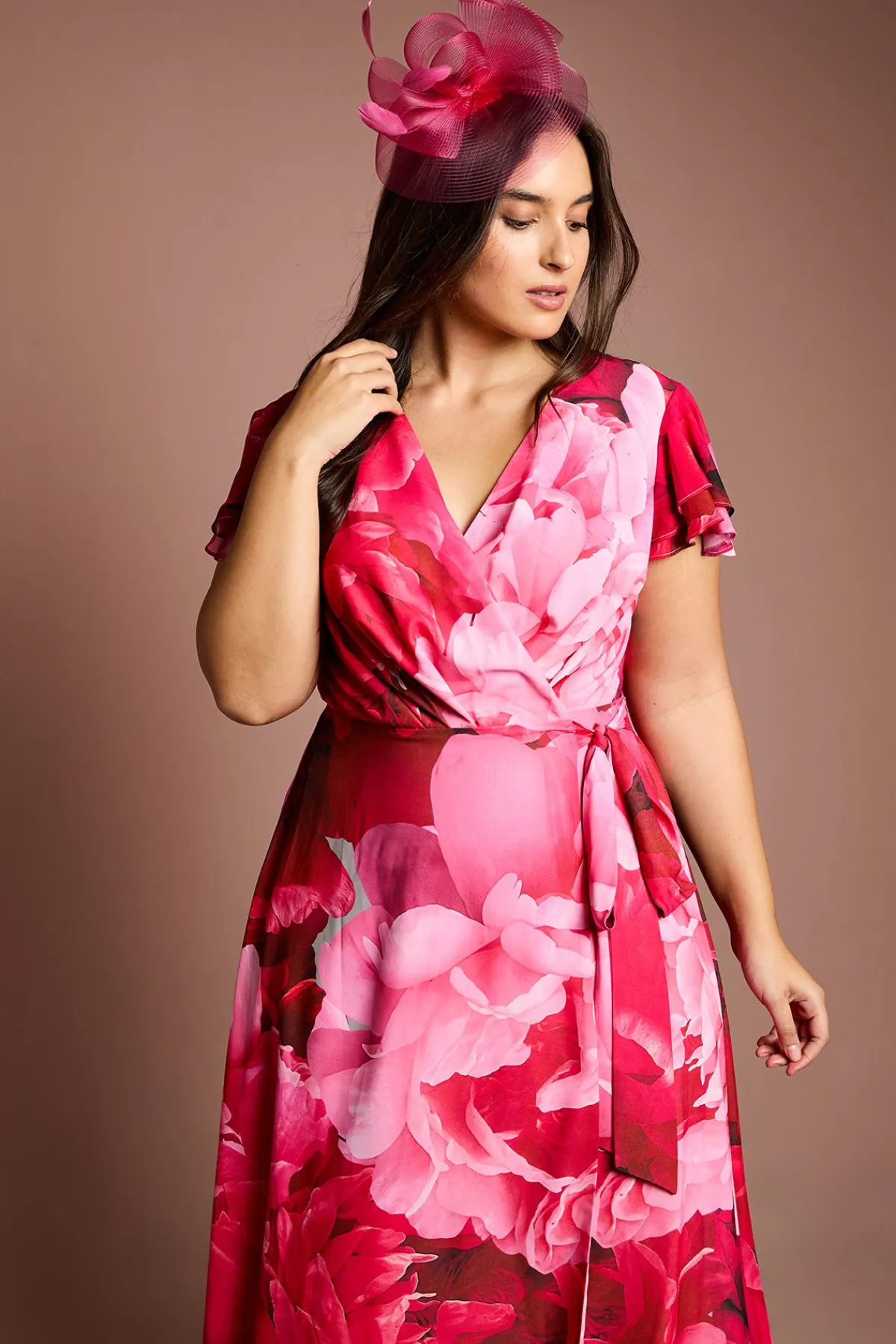 Coast Robe Midi Portefeuille Jersey Plus à Manches Volantées Doubles<Femme Toutes Les Robes|Robes D’Automne