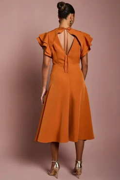 Robe Midi Portefeuille à Manches Courtes et Col V Petite