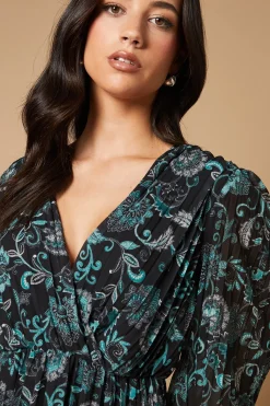 Oasis Robe Midi Portefeuille à Motif Paisley avec Inserts en Dentelle Plissée<Femme Robes Mi-Longues|Satin Et Dentelle