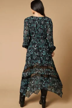 Oasis Robe Midi Portefeuille à Motif Paisley avec Inserts en Dentelle Plissée<Femme Robes Mi-Longues|Satin Et Dentelle