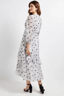 Robe Midi Portefeuille À Pois Avec Volants