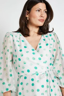 Wallis Robe Midi Portefeuille À Pois Avec Volants<Femme Toutes Les Robes|Robes Mi-Longues