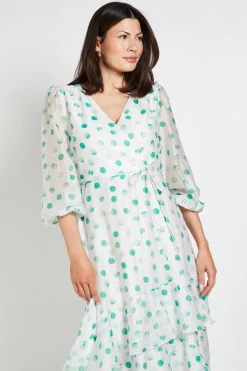 Wallis Robe Midi Portefeuille À Pois Avec Volants<Femme Toutes Les Robes|Robes Mi-Longues
