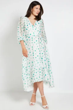 Wallis Robe Midi Portefeuille À Pois Avec Volants<Femme Toutes Les Robes|Robes Mi-Longues