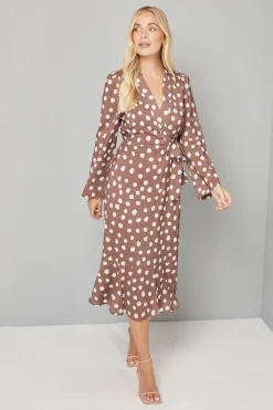 Robe Midi Portefeuille à Pois Petite Taille