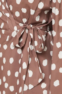 Robe Midi Portefeuille à Pois Petite Taille