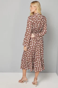 Robe Midi Portefeuille à Pois Petite Taille