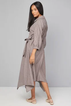 Robe Midi Portefeuille à Rayures