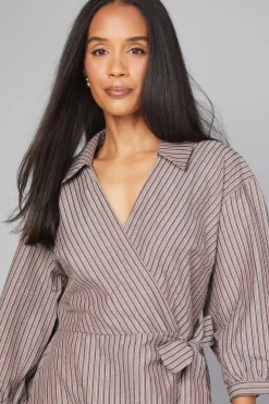 Robe Midi Portefeuille à Rayures