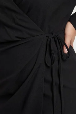 boohoo Robe Midi Portefeuille Tissée Grande Taille Avec Lien À Nouer<Femme Toutes Les Robes|Robes À Manches Longues