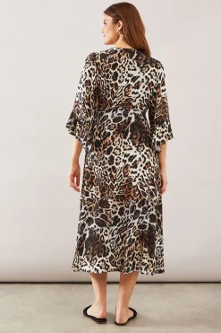 Wallis Robe Midi Portefeuille à Volants Imprimé Léopard<Femme Robes Mi-Longues|Robes