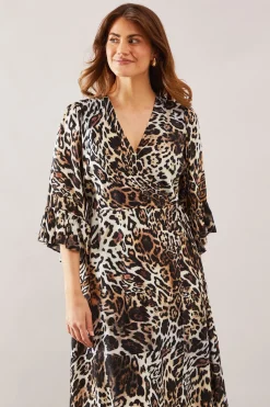 Wallis Robe Midi Portefeuille à Volants Imprimé Léopard<Femme Robes Mi-Longues|Robes