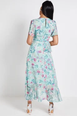 Robe Midi Péplum À Volants Et Imprimé Fleuri Petite