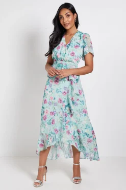 Robe Midi Péplum À Volants Et Imprimé Fleuri Petite