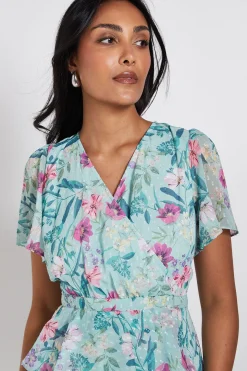 Robe Midi Péplum À Volants Et Imprimé Fleuri Petite
