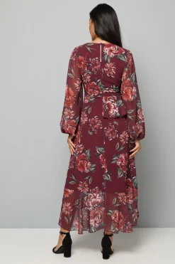 Robe Midi Péplum à Volants Floraux Petite