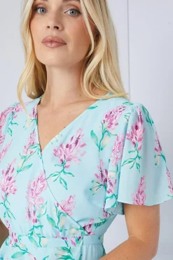 Robe Midi Péplum à Volants Motif Floral Petite