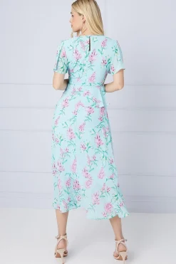 Robe Midi Péplum à Volants Motif Floral Petite