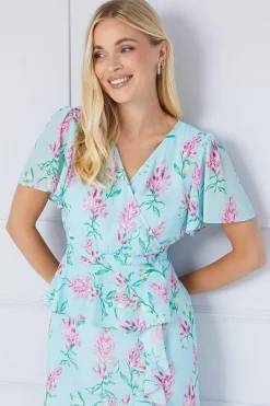 Robe Midi Péplum à Volants Motif Floral Petite