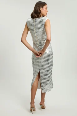 KarenMillen Robe Midi Premium En Jersey À Encolure Plongeante Sans Manches Ornée De Cristaux<Femme Robes Mi-Longues|Robes