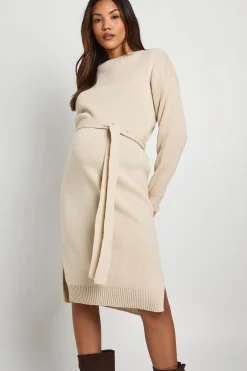 Robe midi pull de maternité à col rond