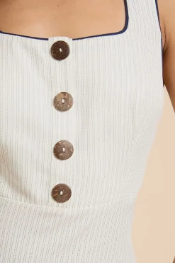 Robe Midi À Rayures Avec Boutons Petite Taille