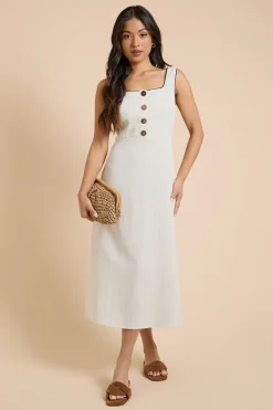 Robe Midi À Rayures Avec Boutons Petite Taille