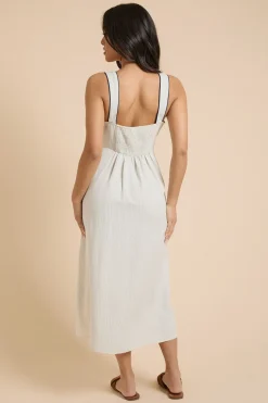 Robe Midi À Rayures Avec Boutons Petite Taille