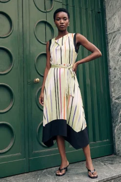 Wallis Robe Midi À Rayures Contrastées En Satin<Femme Robes Mi-Longues|Satin Et Dentelle