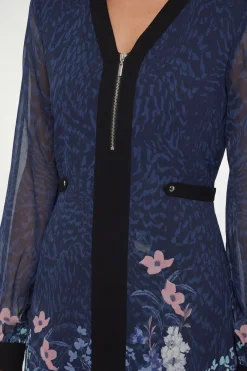 Wallis Robe Midi À Rayures Florales Avec Fermeture Éclair<Femme Robes Mi-Longues|Robes À Manches Longues