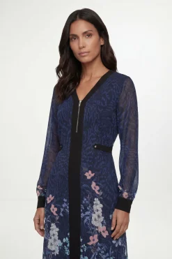 Wallis Robe Midi À Rayures Florales Avec Fermeture Éclair<Femme Robes Mi-Longues|Robes À Manches Longues
