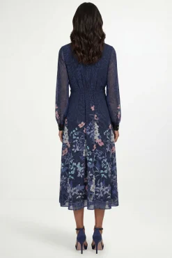 Wallis Robe Midi À Rayures Florales Avec Fermeture Éclair<Femme Robes Mi-Longues|Robes À Manches Longues