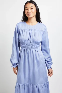 Dorothy Perkins Robe Midi À Rayures Étagées Avec Corsage Froncé Petite<Femme Toutes Les Robes|Robes Mi-Longues