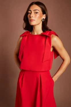 Coast Robe Midi Sans Manches Avec Nœuds Aux Épaules Et Superposition De Corsage<Femme Toutes Les Robes|Robes Mi-Longues