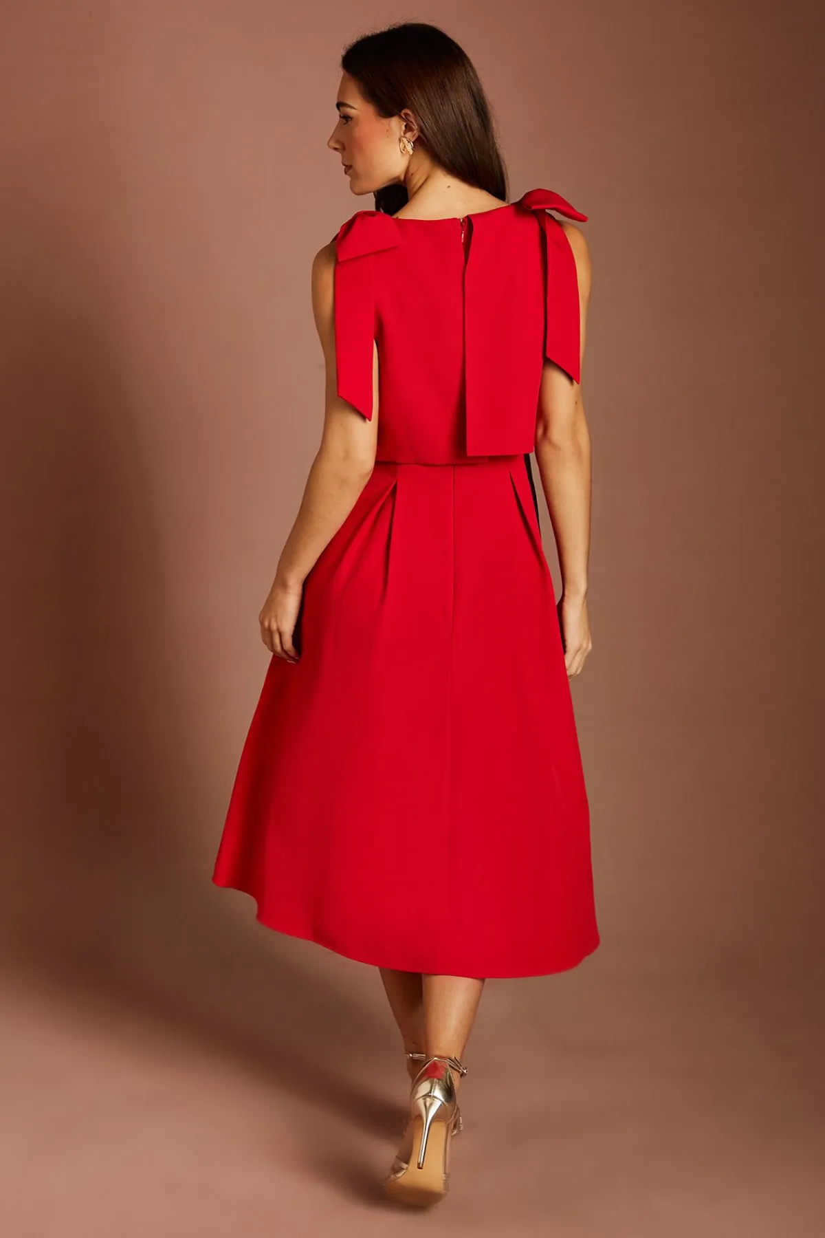 Coast Robe Midi Sans Manches Avec Nœuds Aux Épaules Et Superposition De Corsage<Femme Toutes Les Robes|Robes Mi-Longues