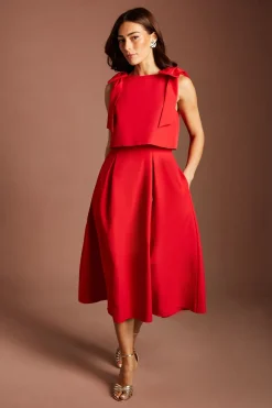 Coast Robe Midi Sans Manches Avec Nœuds Aux Épaules Et Superposition De Corsage<Femme Toutes Les Robes|Robes Mi-Longues