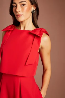 Coast Robe Midi Sans Manches Avec Nœuds Aux Épaules Et Superposition De Corsage<Femme Toutes Les Robes|Robes Mi-Longues