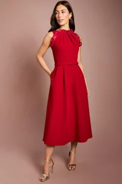 Coast Robe Midi Sans Manches À Ceinture Avec Col À Volants<Femme Robes Mi-Longues|Robes