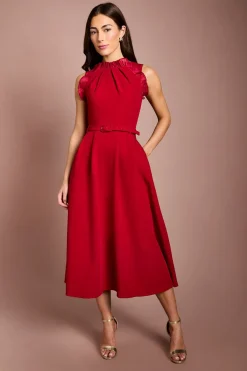 Coast Robe Midi Sans Manches À Ceinture Avec Col À Volants<Femme Robes Mi-Longues|Robes
