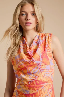 Robe Midi Sans Manches À Col Bénitier
