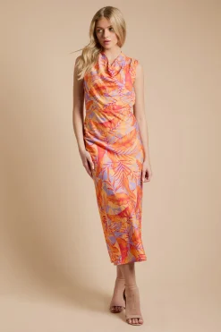 Robe Midi Sans Manches À Col Bénitier