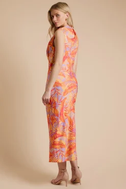 Robe Midi Sans Manches À Col Bénitier
