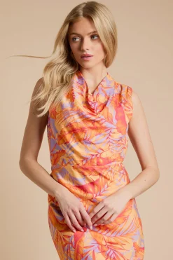 Robe Midi Sans Manches À Col Bénitier