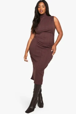 ROBE MIDI SANS MANCHES À COL HAUT POUR GRANDES TAILLES
